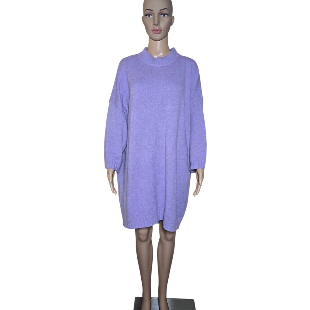 Tuckernuck Womens Purple Knit High Neck Long Sleeve Teddy Pullover Sweater Sz L